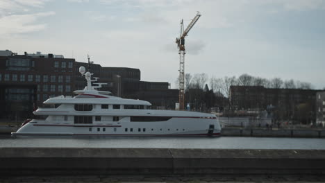 A-big-yacht-laying-in-the-Water-in-Kiel