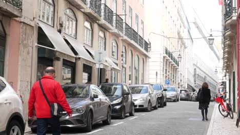 A-side-street-in-Lisbon-Portugal-during-winter