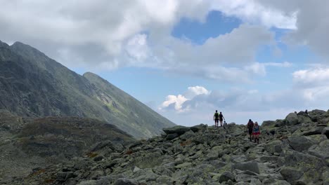 Tourist-Explore-the-Rocky-Hiking-Trail-Near-Skok-Waterfall-and-HrubyVrch-in-Slovakia---Wide-Shot