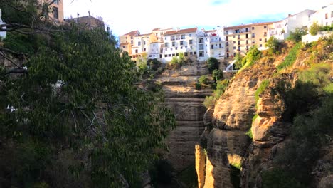 Nice-view-of-Ronda-city-and-the-houses,-sunny-day-with-clouds-near-Malaga-Spain