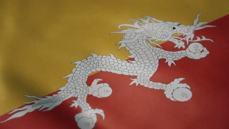 Flag-of-Bhutan,-slow-motion-waving