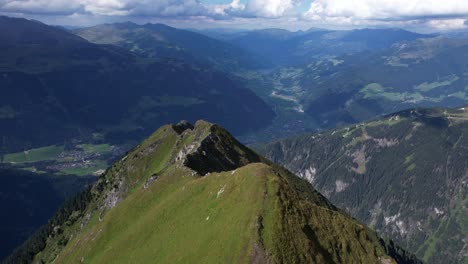 Hiking-the-Austrian-alps-on-a-summers-day-along-ridges-and-around-mountain-huts