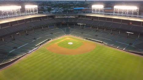 Aerial-footage-of-Wrigley-Field-in-Summer