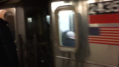 Incoming-New-York-subway.-Underground-station.-SLOW-MOTION