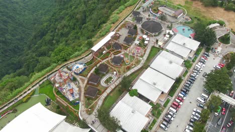 Adventurous-view-of-roller-coaster-moving-in-well-known-Sky-Ranch,-Tagaytay