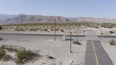 Wonderful-aerial-over-desert-train-tracks