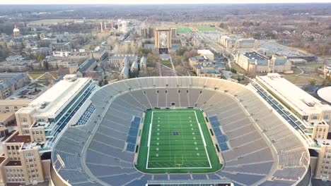 4k-Cinematic-Aerial---Notre-Dame,-Indiana---Football