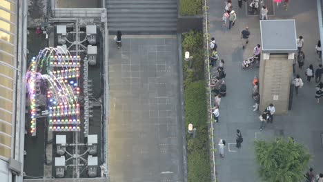 Aerial-view-of-pedestrians-walking-on-the-street