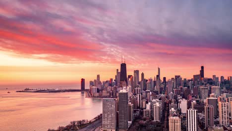 Chicago-aerial-time-lapse-from-north-at-sunrise