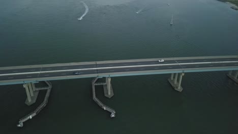 Drone-shot-of-Cars-on-a-bridge