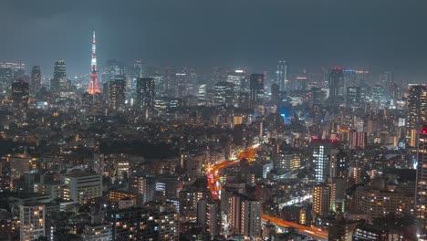 Night-cityscape-timelapse-of-Tokyo-skyline