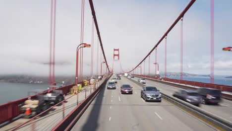 Everyday-Traffic-on-Golden-Gate-Bridge,-San-Francisco,-California-USA