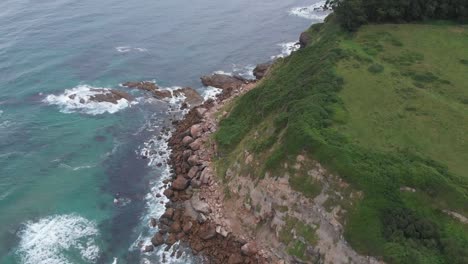 Aerial-close-up-view-of-Asturias--coastline