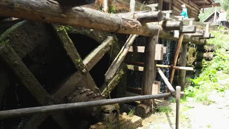 Old-wooden-water-wheel-in-old-water-mill