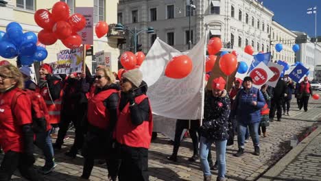 Footage-of-a-working-class-health-workers-protest-in-the-city-of-Helsinki-on-a-cold-winter-day