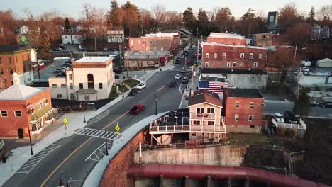 Downtown-Wappingers-Falls-is-shown-in-this-aerial-1080-footage-as-the-drone-move-backward