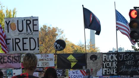 Static-shot-of-sign-against-Donald-Trump