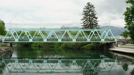 Beautiful-color-of-an-iron-bridge-in-Vipava,-Slovenia