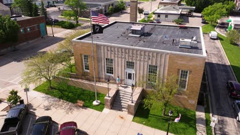 Drone-Orbits-Above-United-States-Post-Office-as-Woman-Enters-USPS-Building