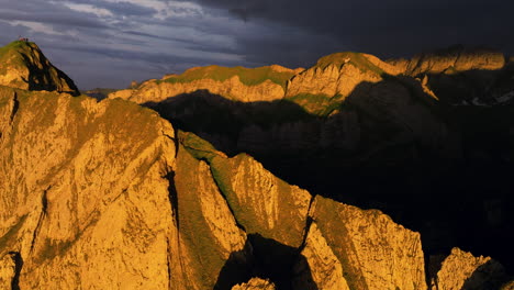 Schafler-Ridge-During-Sunset-In-Switzerland---Aerial-Drone-Shot