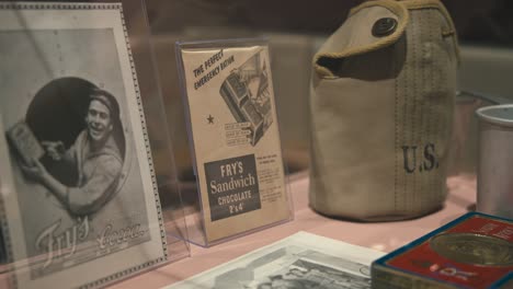 Historical-chocolate-advertisements-and-military-themed-chocolate-items-displayed-at-Zagreb's-Chocolate-Museum