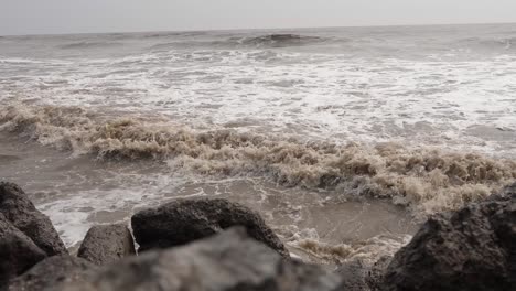 pov-shot-The-foul-water-of-the-river-is-visible-in-front-of-the-camera