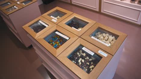 Interactive-display-with-various-types-of-chocolate-and-candy-samples-at-Zagreb's-Chocolate-Museum