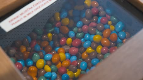 Close-up-of-colorful-candy-coated-chocolates-in-a-display-case-at-Zagreb's-Chocolate-Museum