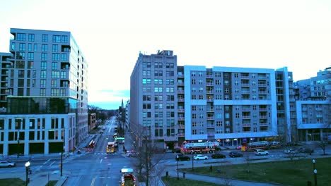 Firetrucks-and-firemen-at-the-North-Downtown-Indianapolis