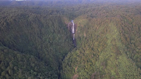 Wairere-Falls---Waterfall-In-The-Forest-In-North-Island,-New-Zealand---Aerial-Shot