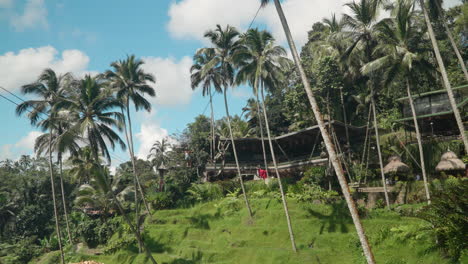 Outdoor-Activities-Flying-Fox-Zipline-And-Extreme-Swing-In-Alas-Harum-Bali,-Indonesia