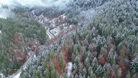 Aerial-view-of-Partnachklamm-,a-scenic-location-and-nature-attraction-in-Germany-near-Garmisch-Paterkirchen