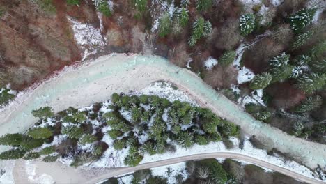 Aerial-view-of-Partnachklamm-,a-scenic-location-and-nature-attraction-in-Germany-near-Garmisch-Paterkirchen