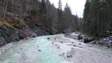 Aerial-view-of-Partnachklamm-,a-scenic-location-and-nature-attraction-in-Germany-near-Garmisch-Paterkirchen