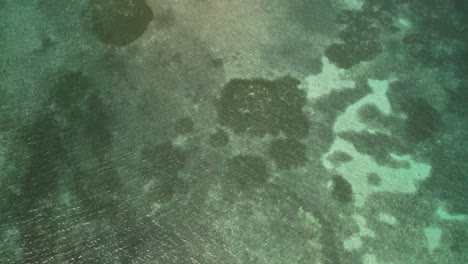 Tropical-aerial-view-of-the-clear-waters-and-vibrant-coral-reefs-around-Fernando-island-in-Los-Roques-Venezuela