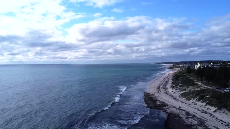 Aerial-Cottesloe-Beach-coastline,-North-Cott---Perth,-Western-Australia