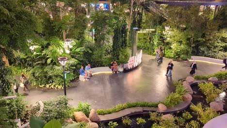 View-of-The-Orchard-indoor-tropical-rainforest-of-trees-and-plants-in-terminal-of-Hamad-International-Airport-in-Doha,-Qatar