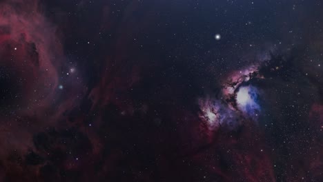 Nebulosa-Roja-Y-Estrellas-En-El-Espacio,-Ultra-Hd