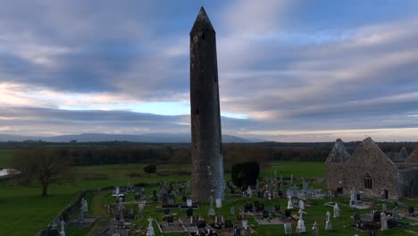 Kilmacduagh-Monastery,-County-Galway,-Ireland,-November-2023