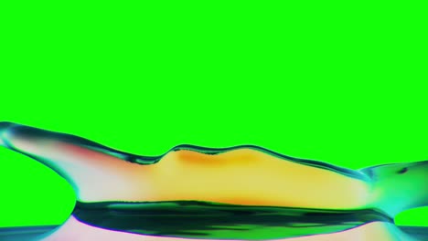 3d-water-animation-of-Slo-Mo-Crown-Splash-with-yellow-and-cyan-hue-on-green-screen