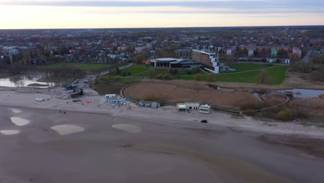 Aerial-View-of-Pärnu-Beach-and-Tervise-Paradiis-Hotel-Complex