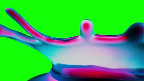 flowing-fluid,-blue-red-organic-liquid-animation,-cgi-crown-splash-in-slow-motion-on-green-screen