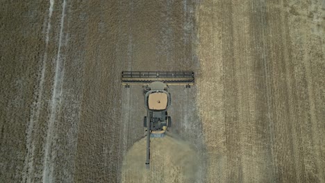 4K60-Aerial-view-of-combine-harvester-harvesting-wheat-field