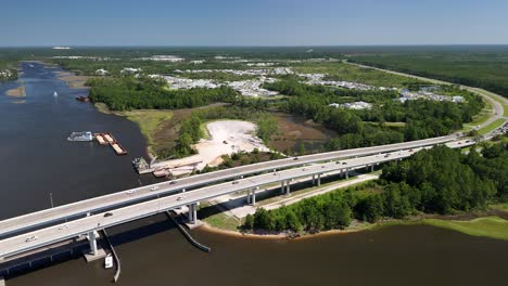 West-Bay-Bridge-And-Aggregate-Industry-By-The-West-Bay-In-Panama-City-Beach,-Florida