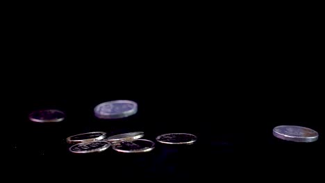 Falling-coin-on-the-black-background