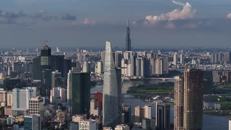 Aerial-skyline-view-of-District-1-in-Ho-Chi-Minh-city,-Vietnam