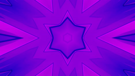 Implodierendes-Sternförmiges-Violett-blaues-Kaleidoskop,-Das-Sich-Kontinuierlich-In-Gleichmäßiger-Bewegung-Dreht-Und-Mit-Glatten,-Scharfen,-Spitzen-Dreieckskanten-Zusammenläuft,-Die-In-Der-Mitte-Zusammenlaufen