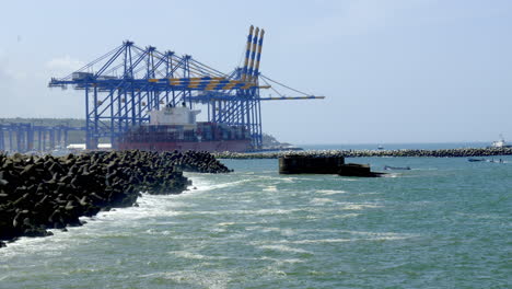 Vizhinjam-International-Seaport,-India-welcomed-its-first-cargo-ship-at-the-newly-built-trans-shipment-port-in-Vizhinjam,-Kerala