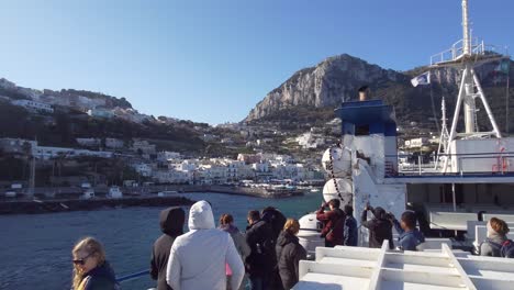 Ferry-ship-arriving-at-Marina-Grande-port-of-Capri-Island-in-Italy