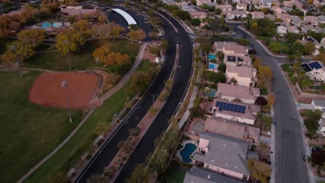 Aerial-View-of-Willows-Park-and-Summerlin-Residential-Neighborhood-of-Las-Vegas,-Nevada-USA